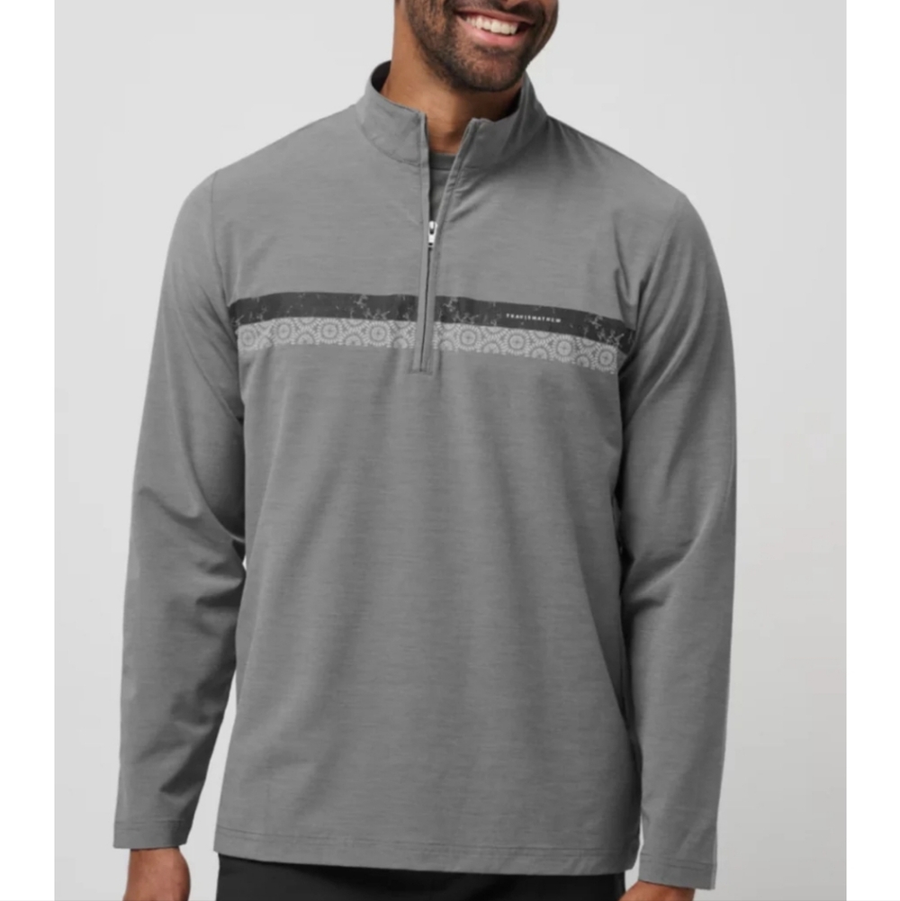 Travis Mathew Gray Performance Jacket Sip Quarter Zip Golf Pullover Size LARGE